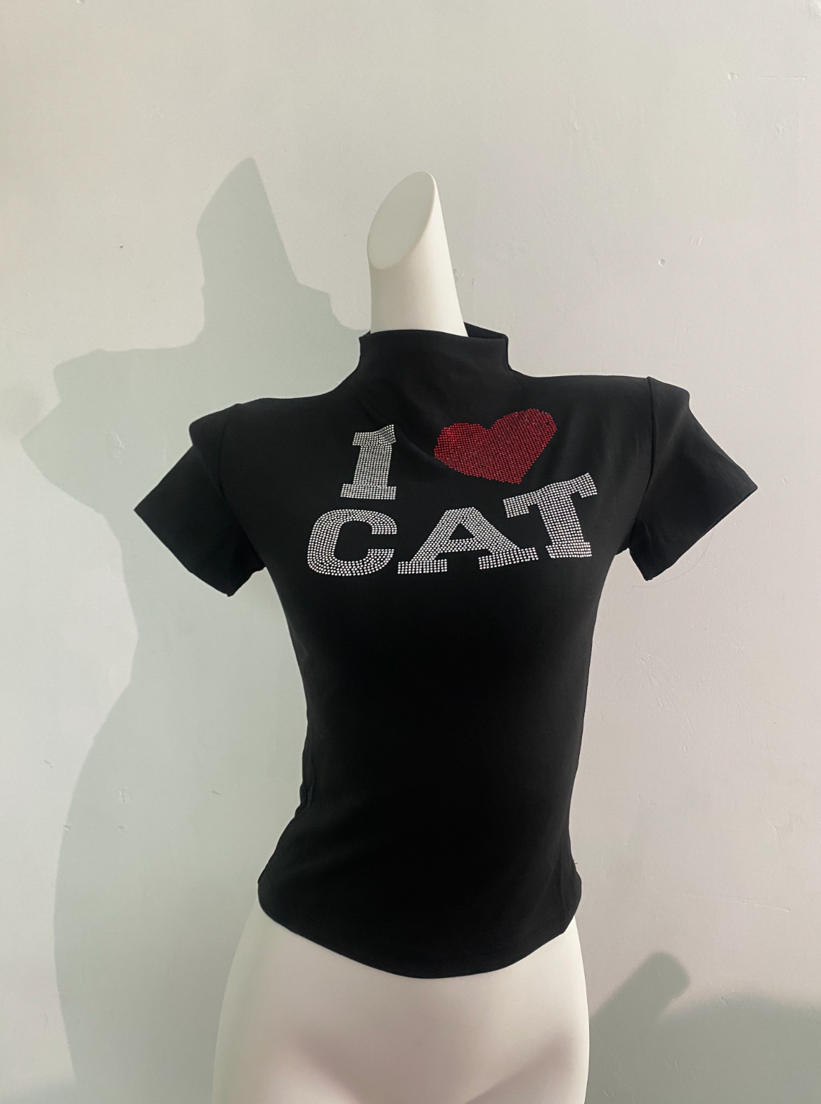 I ❤️ CAT Rhinestone Top